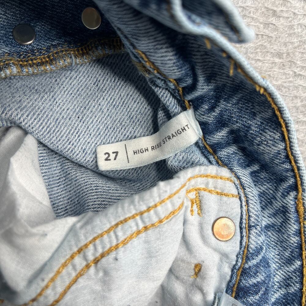 Pac Sun High Rise Button Fly Denim Jeans Womens Size 27 Light Wash Distressed - Picture 11 of 13
